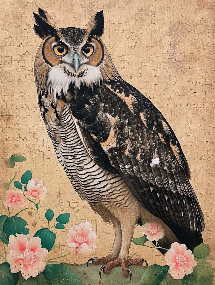 Philipine Eagle Owl Japanese Painting 3