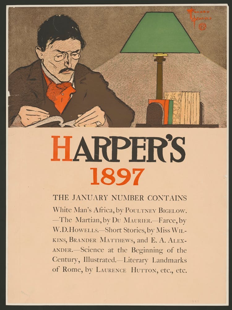 Man Reading Book (1897), Edward Penfield