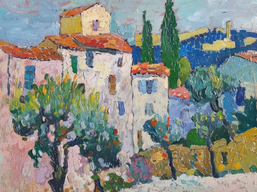 Rural Radiance Painting Inspired By Paul Cezanne