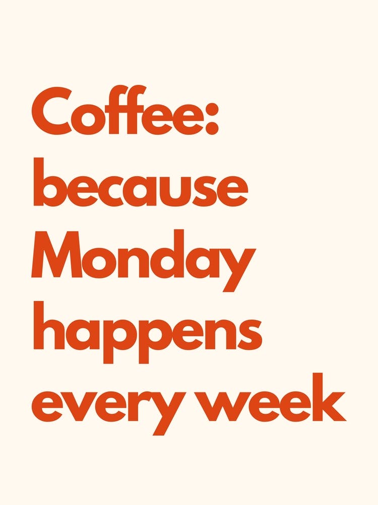Coffee Mondays Kitchen Typography Cream Red
