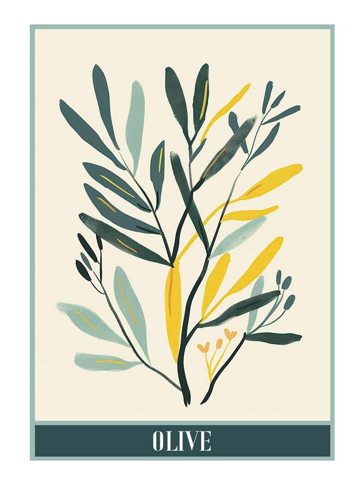 Olive Tree Flat Illustration 4 Poster