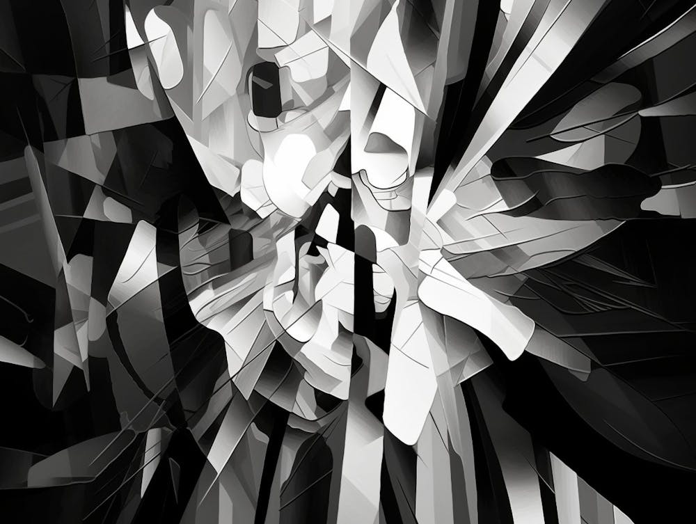 Shattered Illusions Abstract Black And White 4