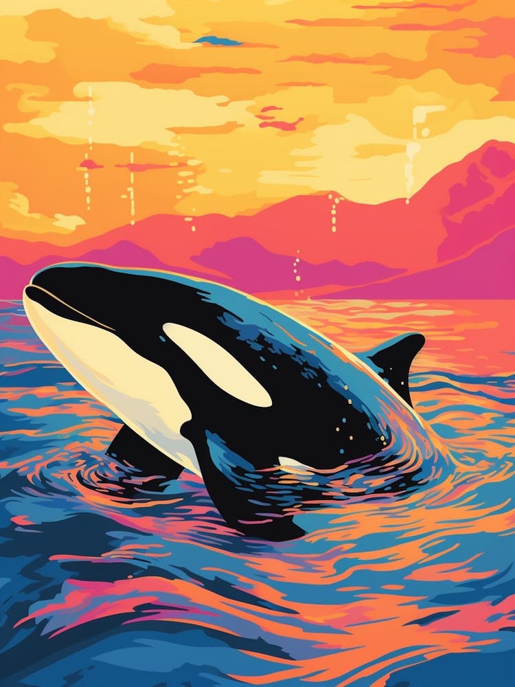 Killer Whale In The Sunset Colour Pop 1