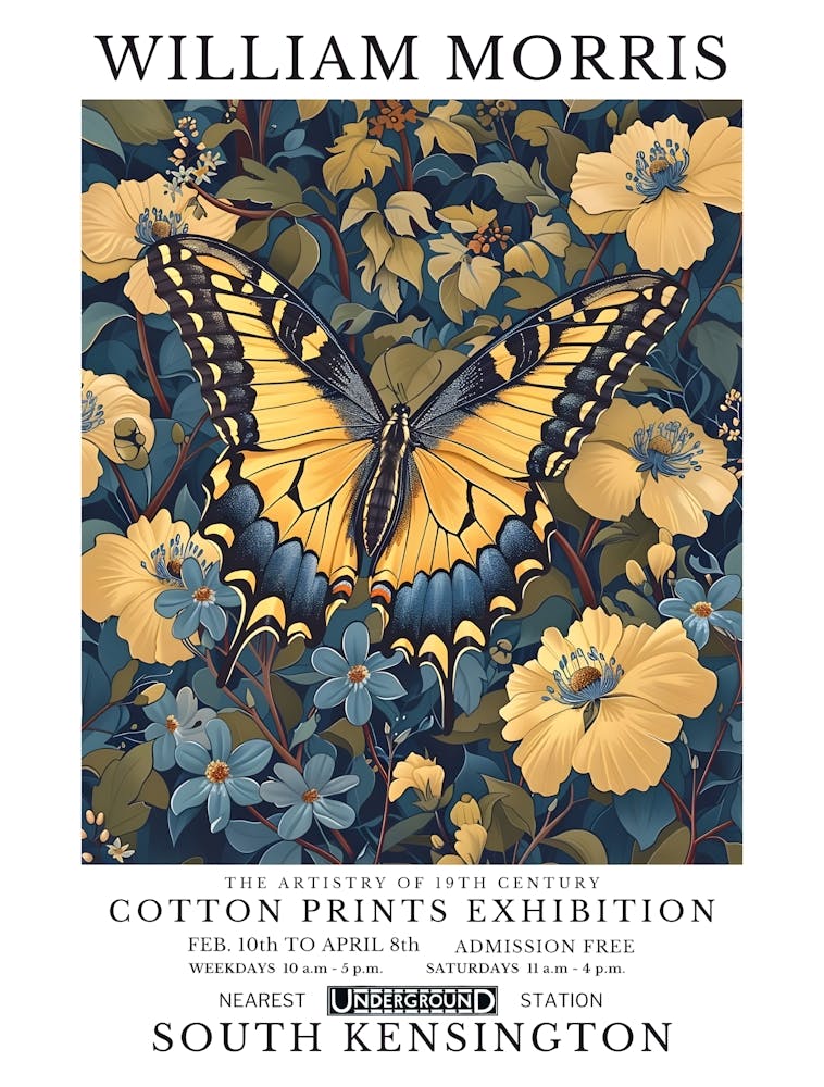 William Morris - Cotton Prints Exhibition butterfly 4