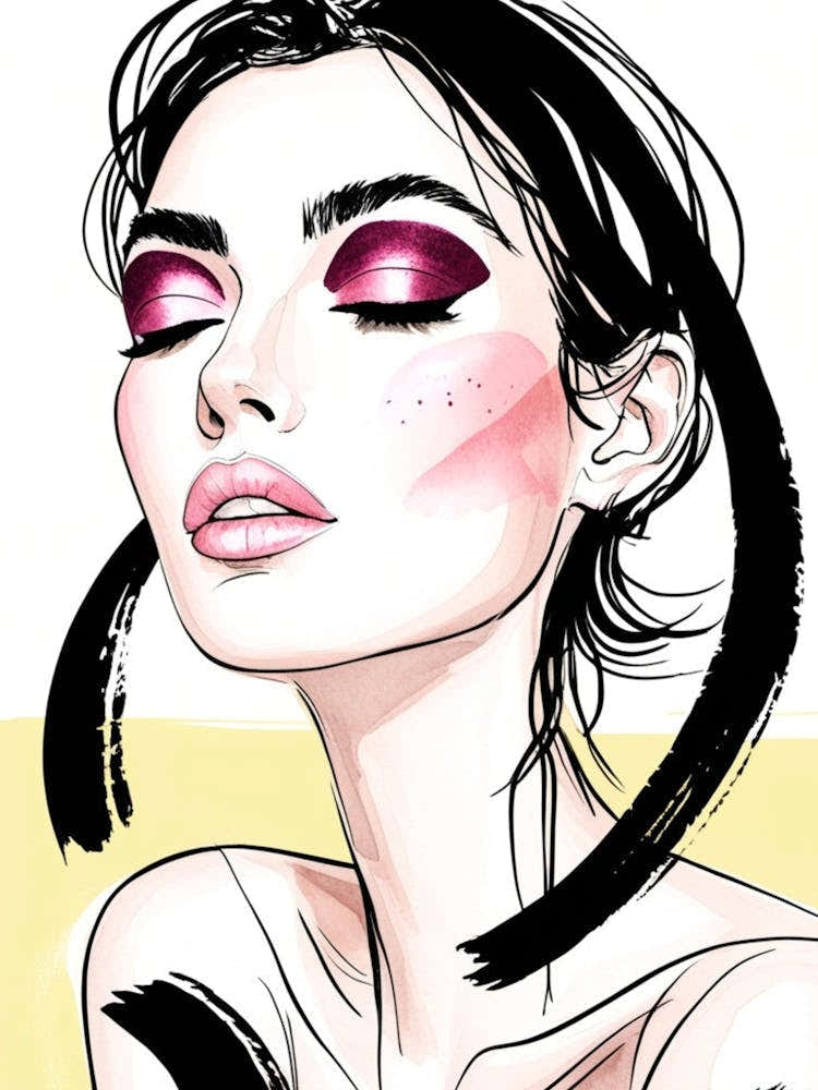 Illustration Of A Woman With Makeup
