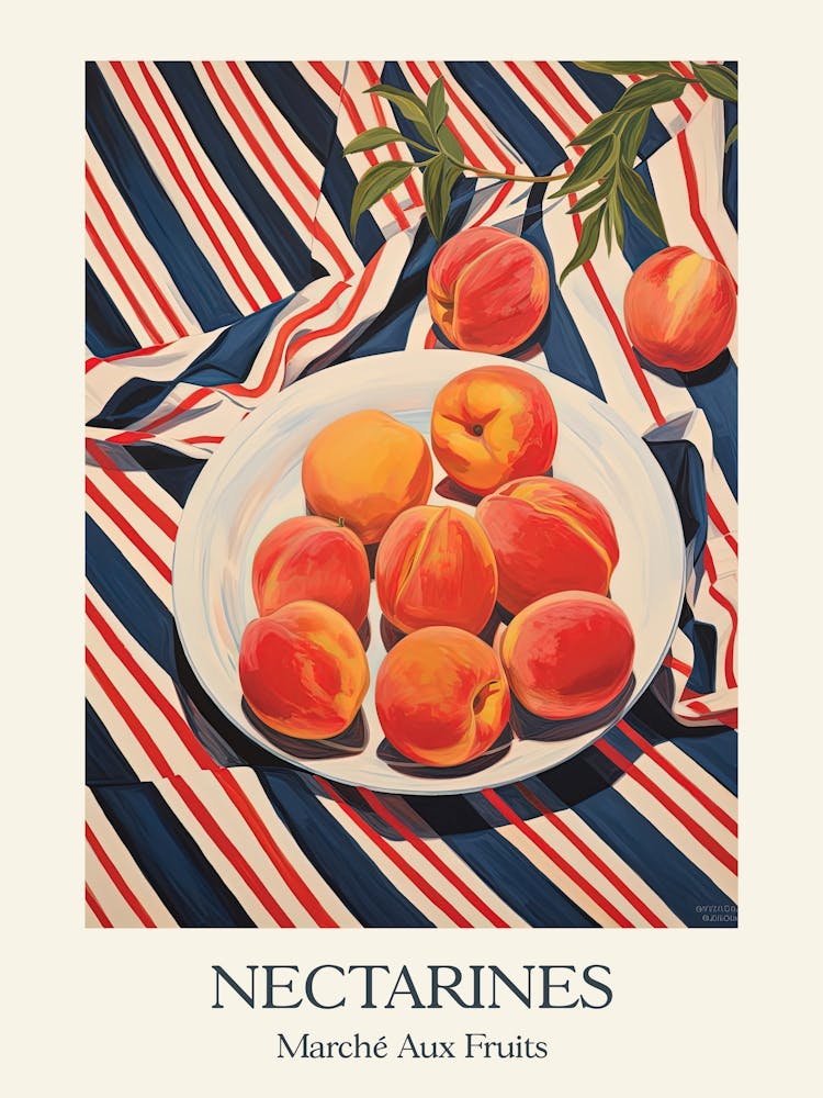 Marche Aux Fruits Nectarines Fruit Summer Illustration 2