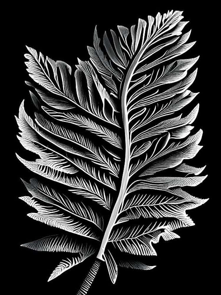 Cedar Leaf Linocut 2
