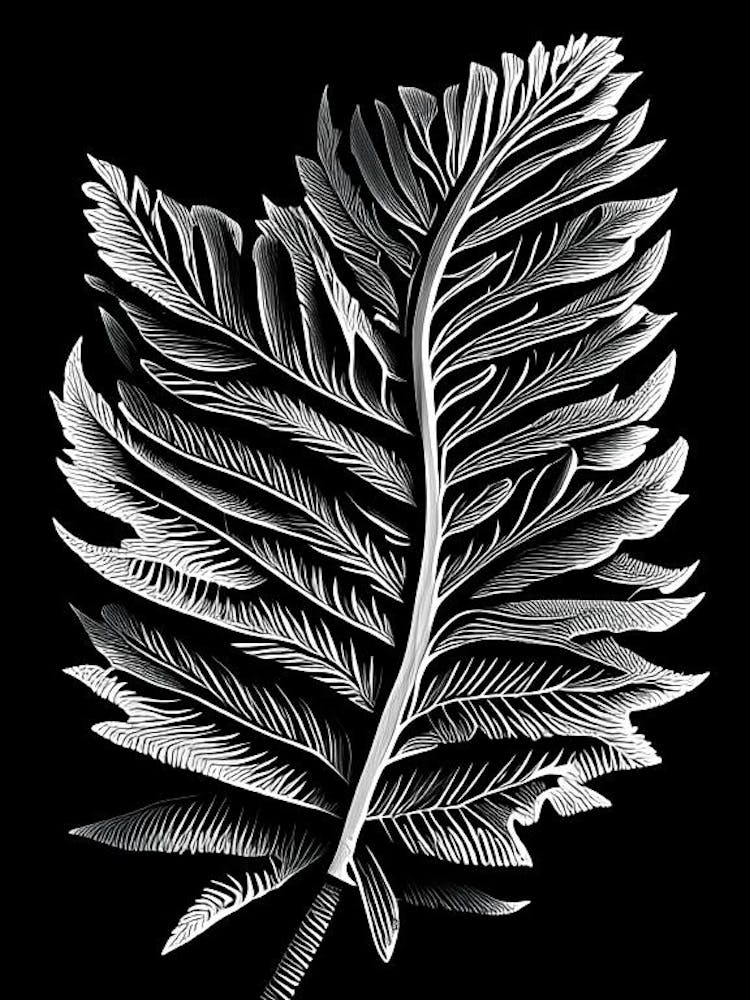 Cedar Leaf Linocut 2