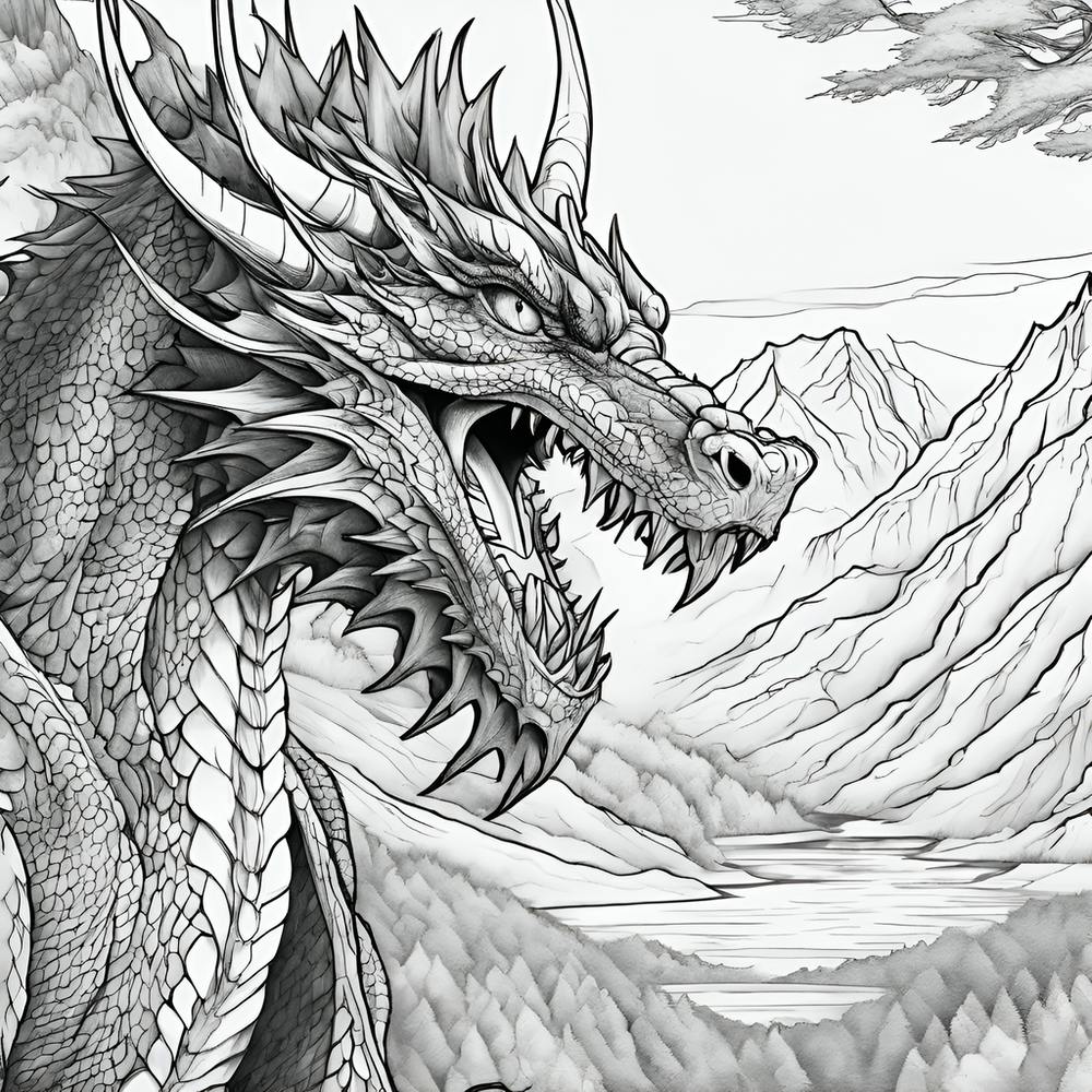 0 Coloring Pages For Adults, Dragon, In The Style Of Esrgan V1 X2plus
