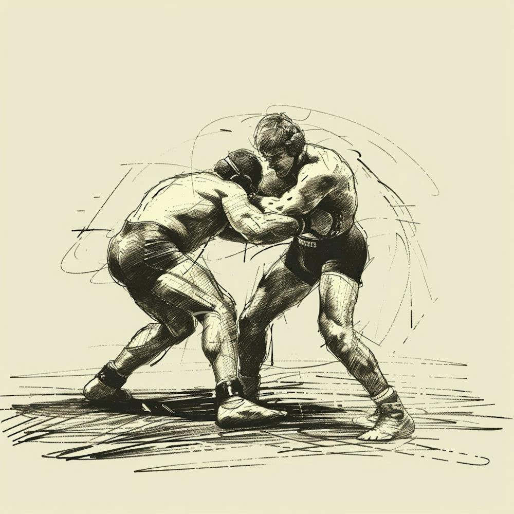 Two Wrestlers Fighting