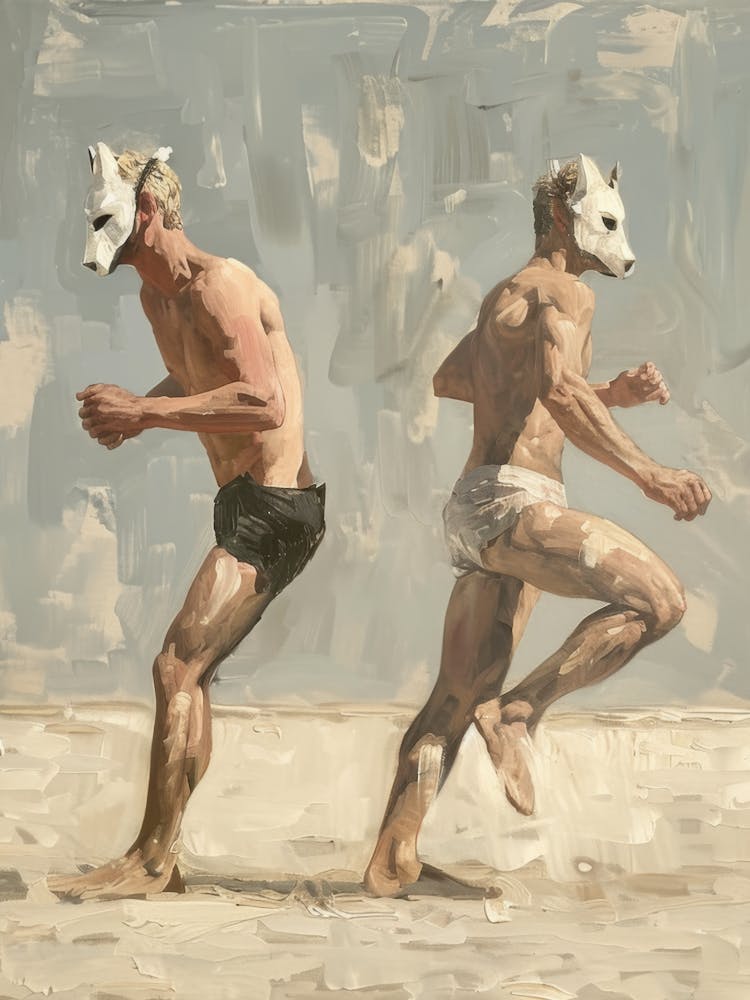 Men Dancing Fox Masks - V