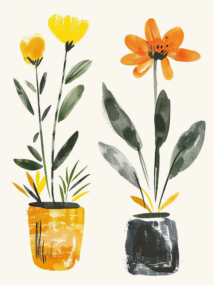 Flowers In Pots, Boho
