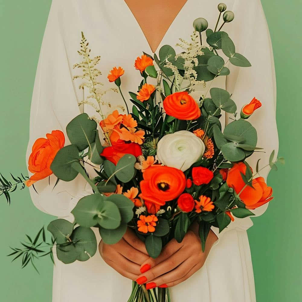 Orange And White Wedding Bouquet