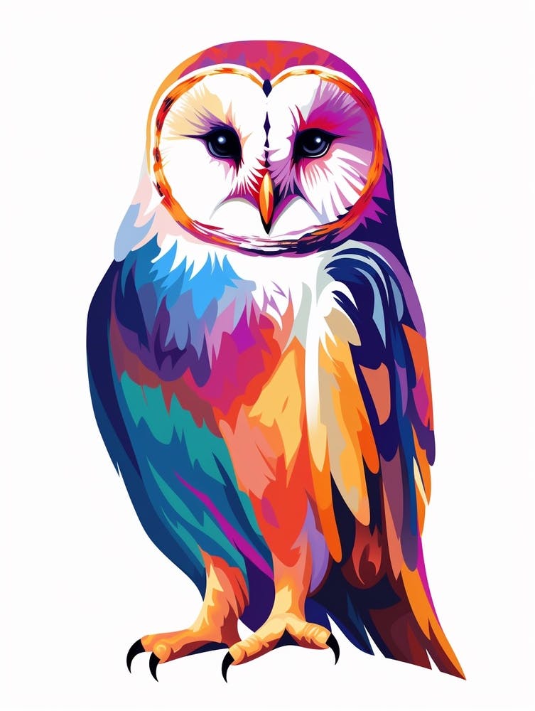Colourful Geometric Bird Barn Owl 1