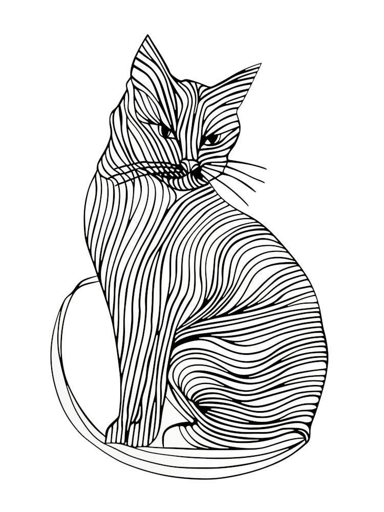 Striped Cat animal lines art