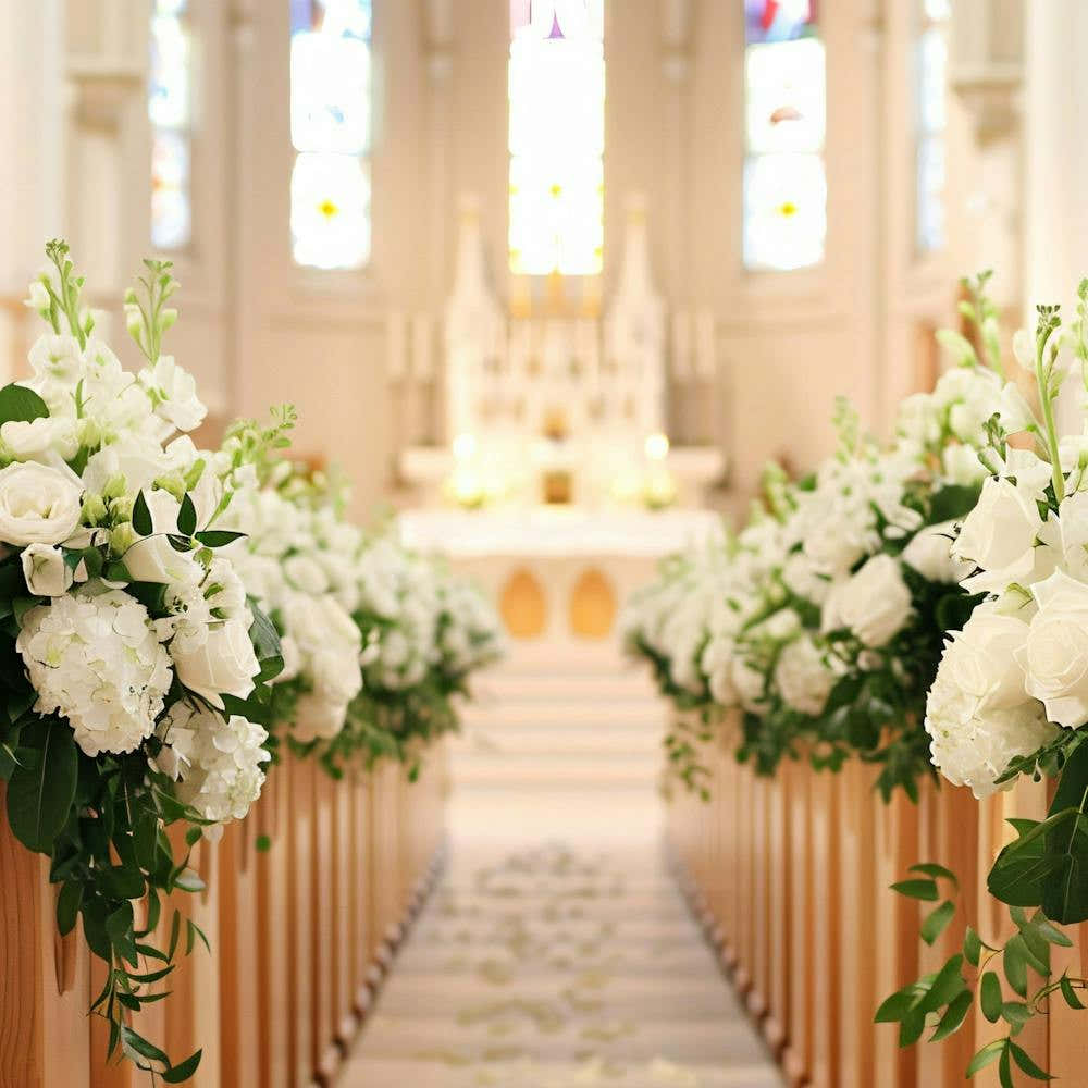 Church Aisle With Flowers