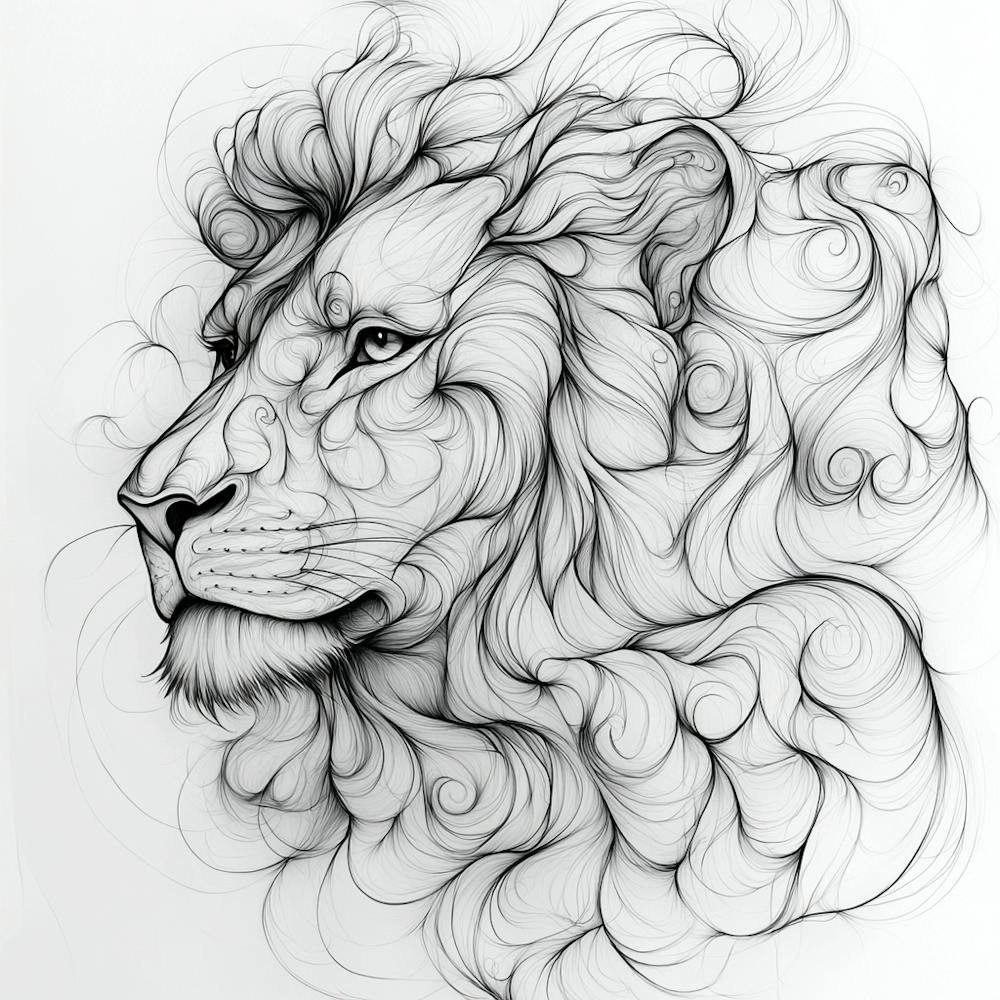 Lion Head Drawing