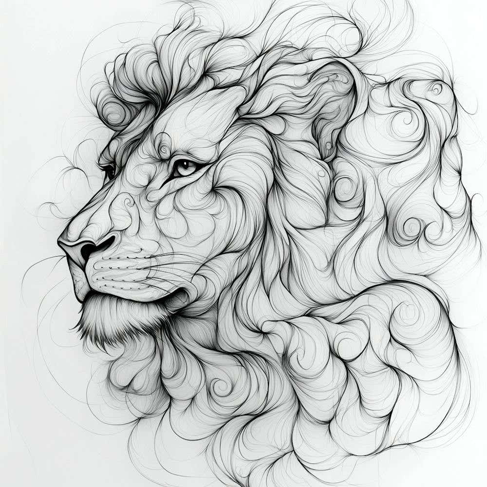 Lion Head Drawing