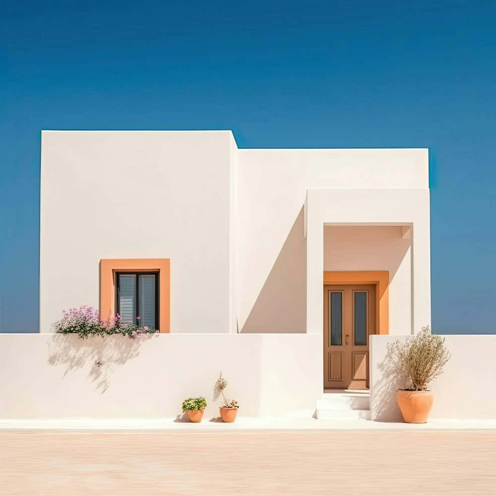 White And Orange Beach House Mediterranean  Summer Photography