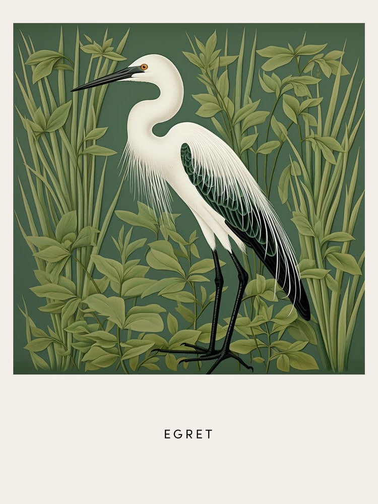 Ohara Koson Inspired Bird Painting Egret 1 Poster