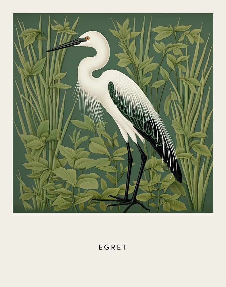 Ohara Koson Inspired Bird Painting Egret 1 Poster