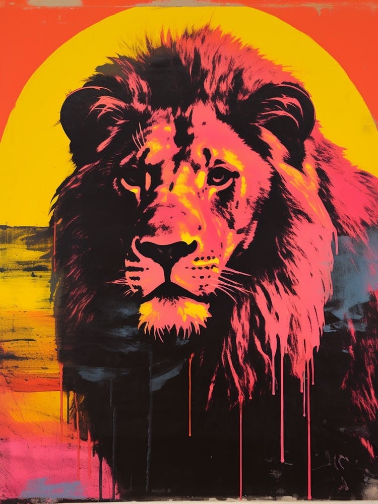 Lion Pop Art Risograph Inspired 4
