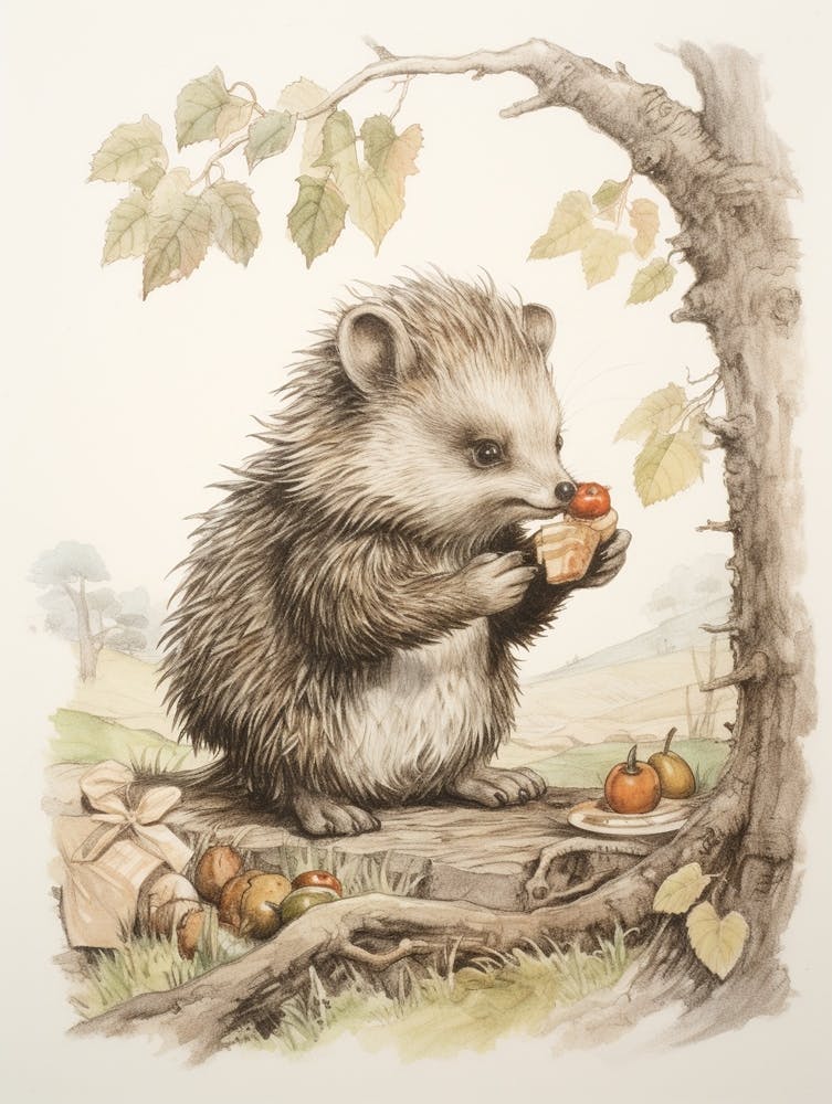 Storybook Animal Watercolour Hedgehog 2