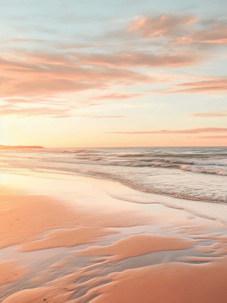 Beadnell Bay Beach Northumberland At Sunset 3