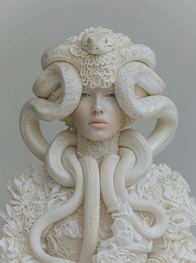 "Looking at Camera: Surreal Snake Fashion"