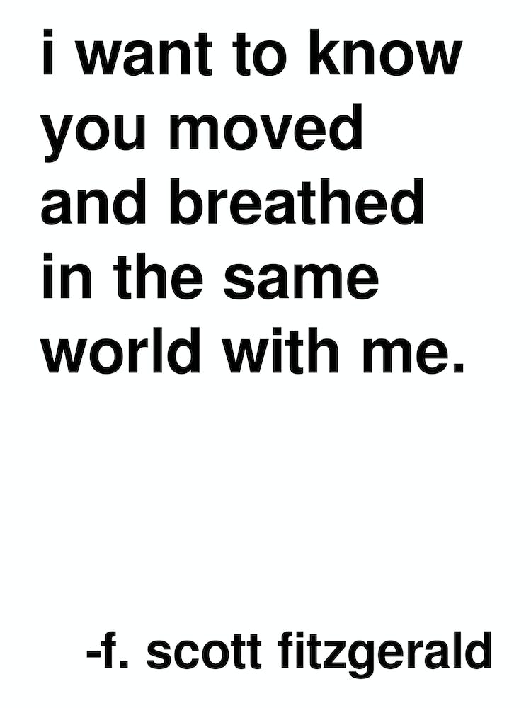 I Want To Know Fitzgerald Quote In White