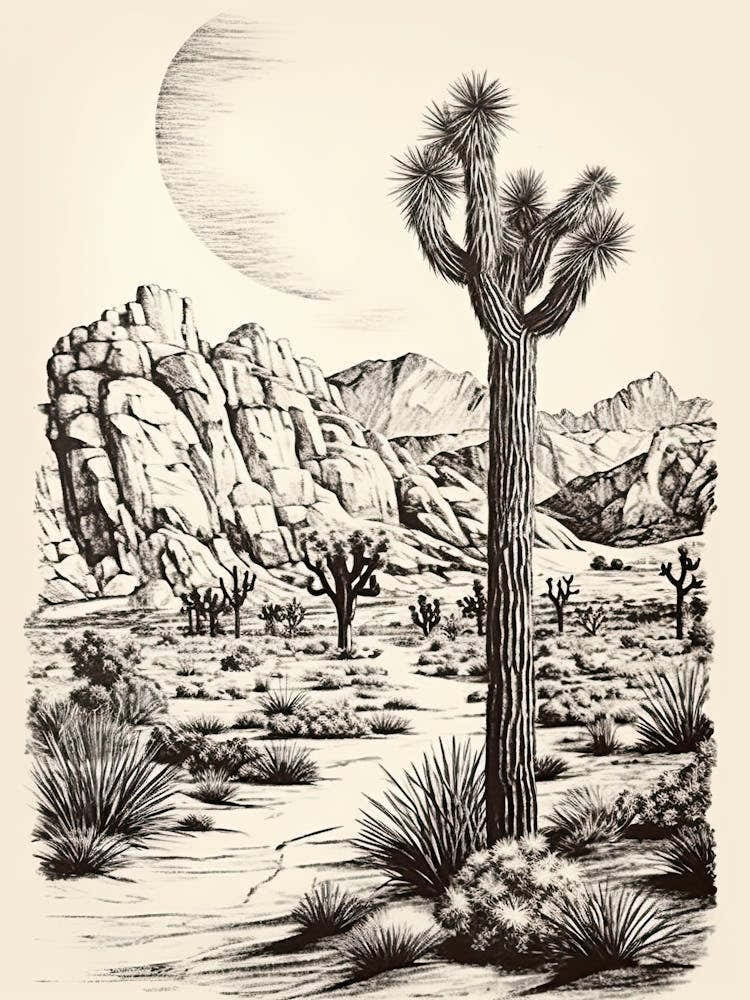 Joshua Tree National Park Retro Illustration 3