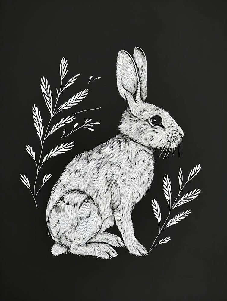 Polish Rex Rabbit Minimalist Illustration 3