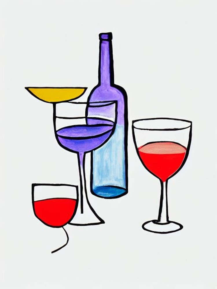 Cosmopolitan Picasso Line Drawing Cocktail Poster
