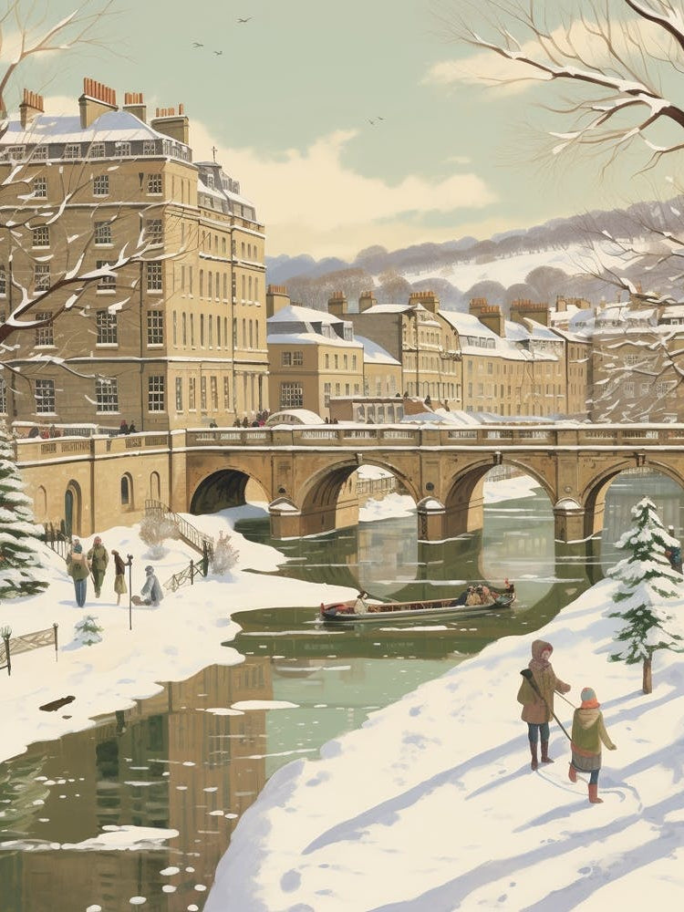 Vintage Winter Illustration Bath United Kingdom 3