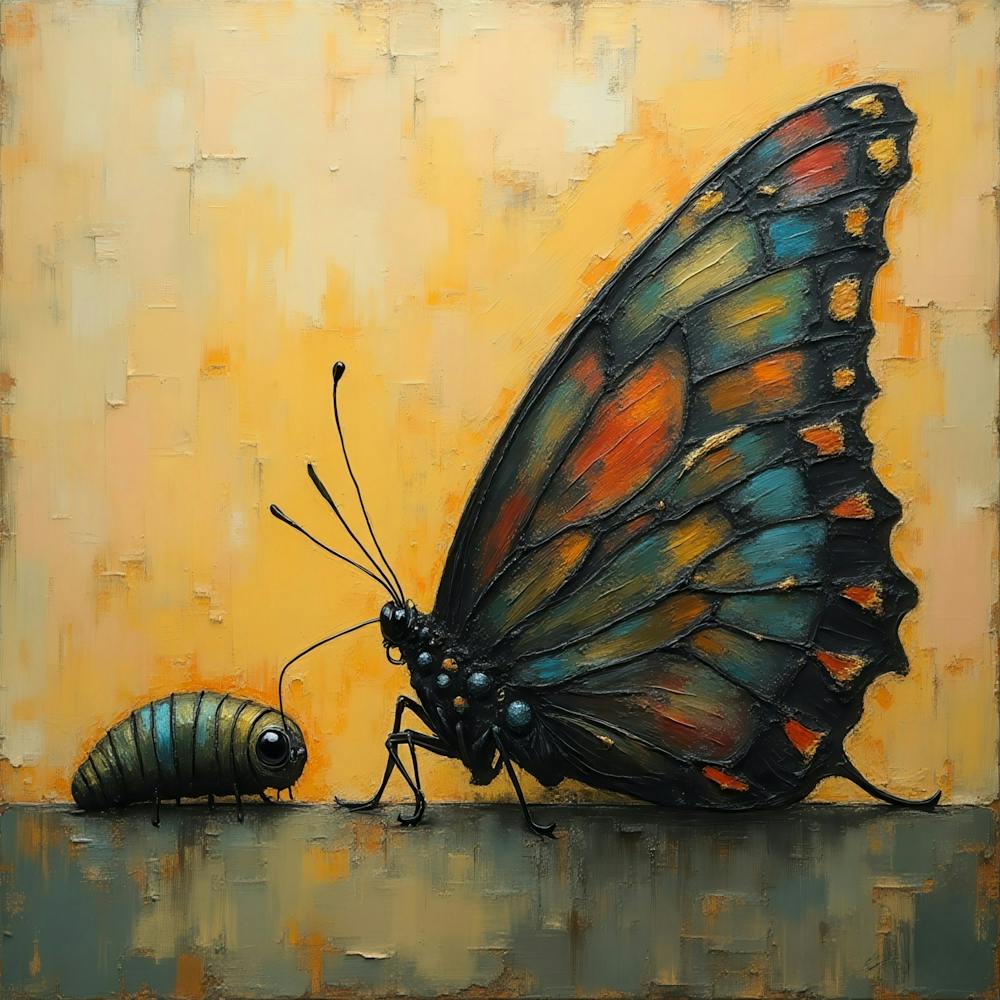 Butterfly And Caterpillar