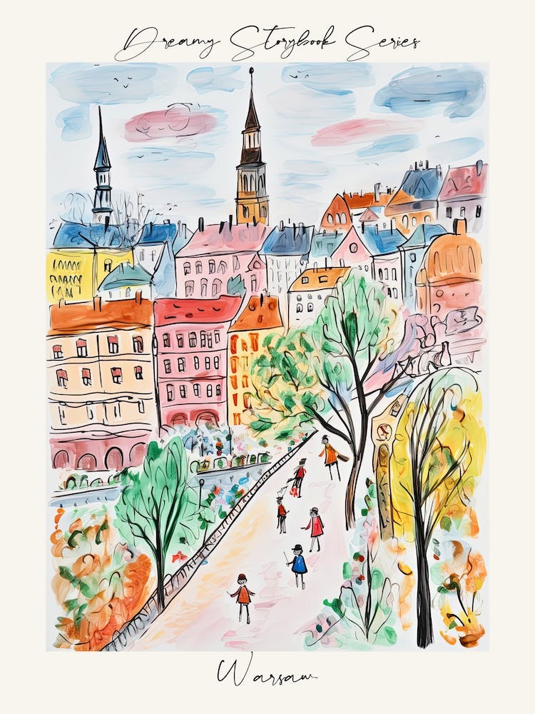 Poster Of Warsaw, Dreamy Storybook Illustration 4