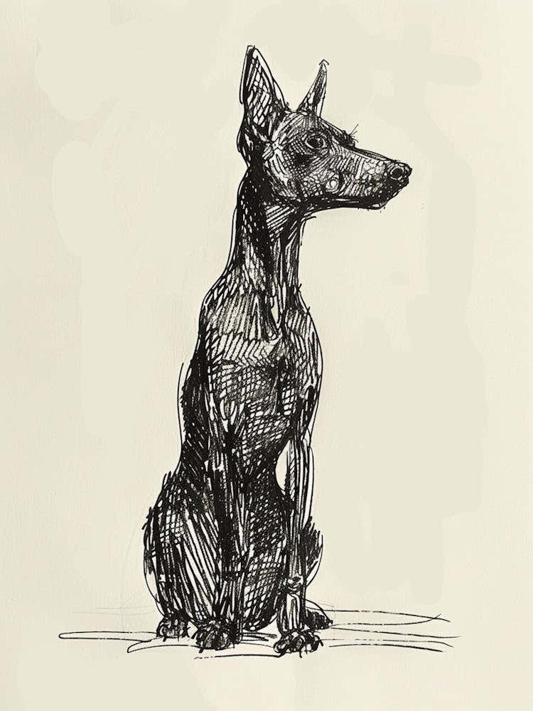 Manchester Terrier Dog Line Sketch 2