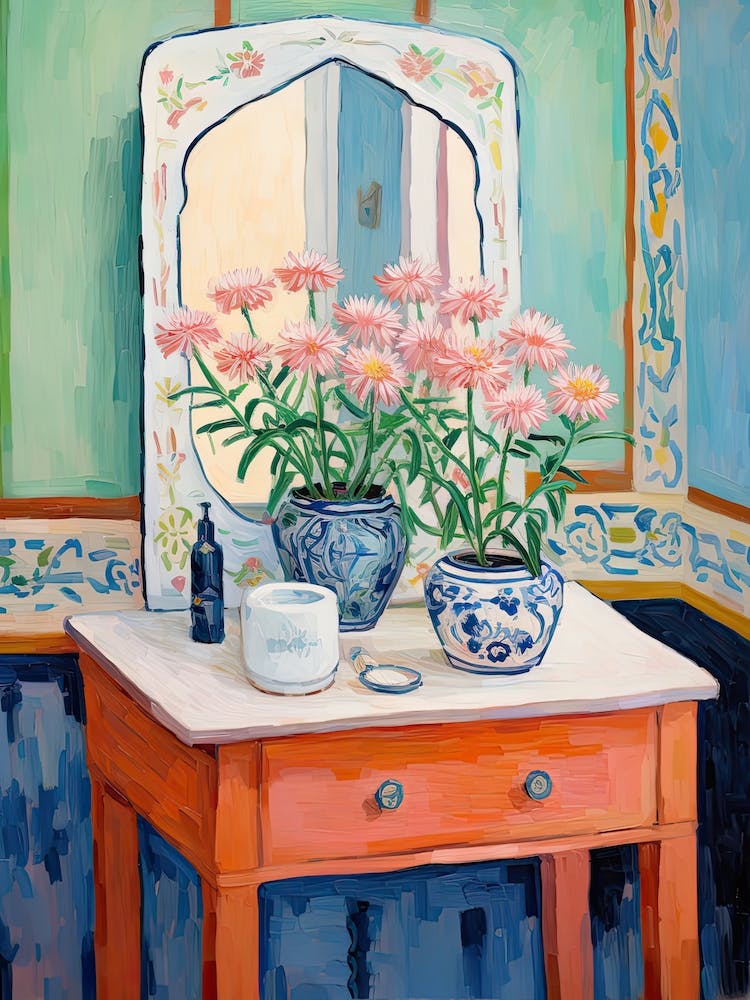 Bathroom Vanity Painting With A Queen Anne S Lace Bouquet 4