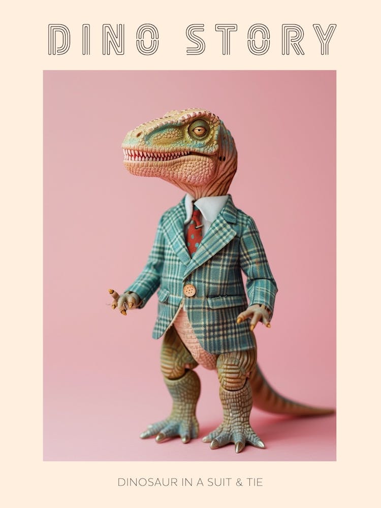 Pastel Toy Dinosaur In A Suit & Tie 4 Poster