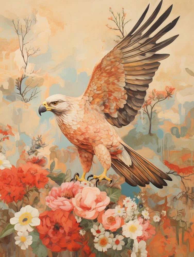 Red Tailed Hawk 4 Detailed Bird Painting