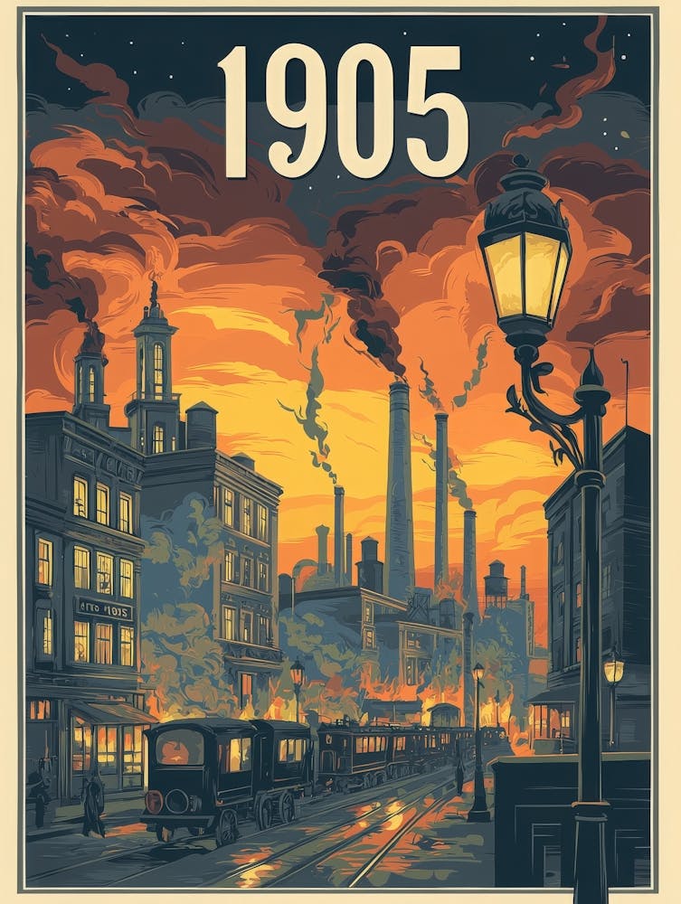 Aihrgdesign A Nostalgic Poster Of A 1905 City Skyline At Dusk 579b7064 889a 4039 A0f2 6a74205836dc 0