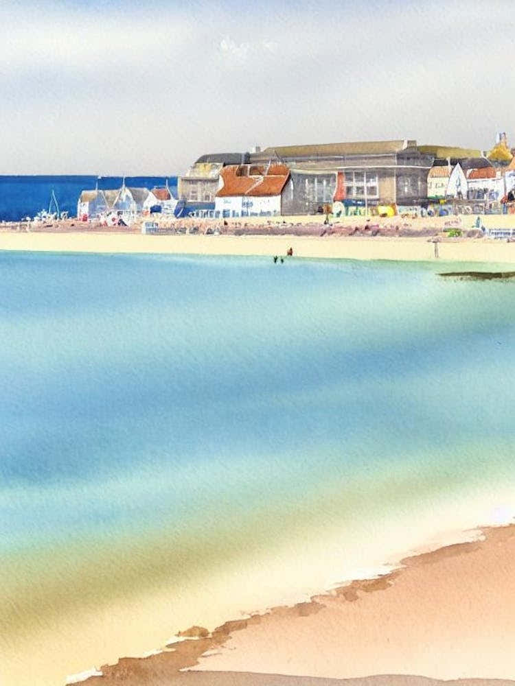 Weymouth Beach, Dorset Watercolour
