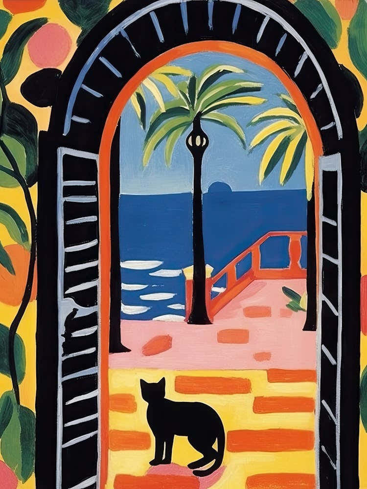 Matisse Style Painting Cat In Italy