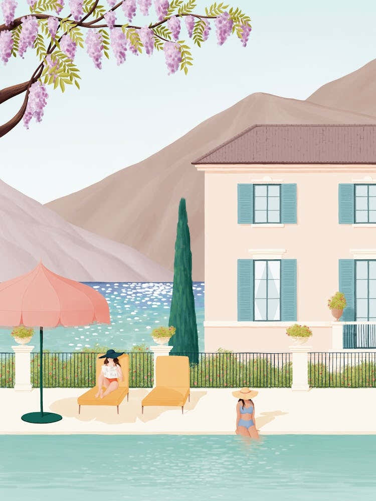 Illustration Of A House And Pool in Lake Como