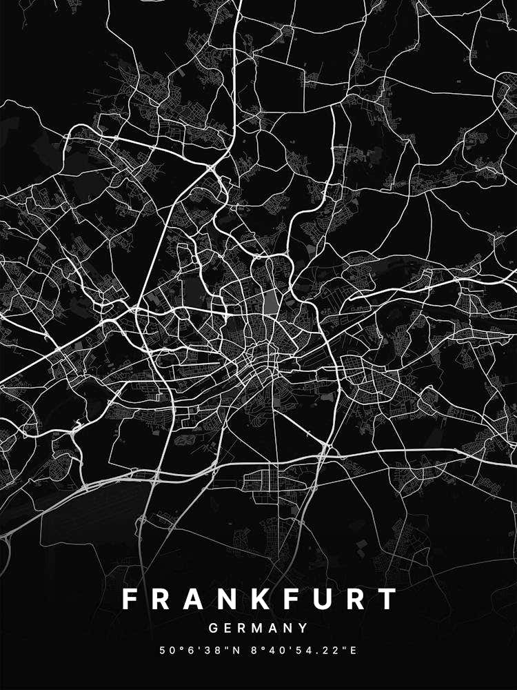 Frankfurt Germany Black Map