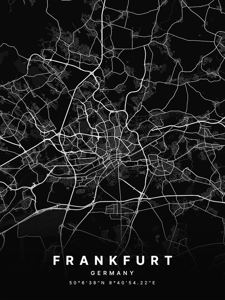 Frankfurt Germany Black Map