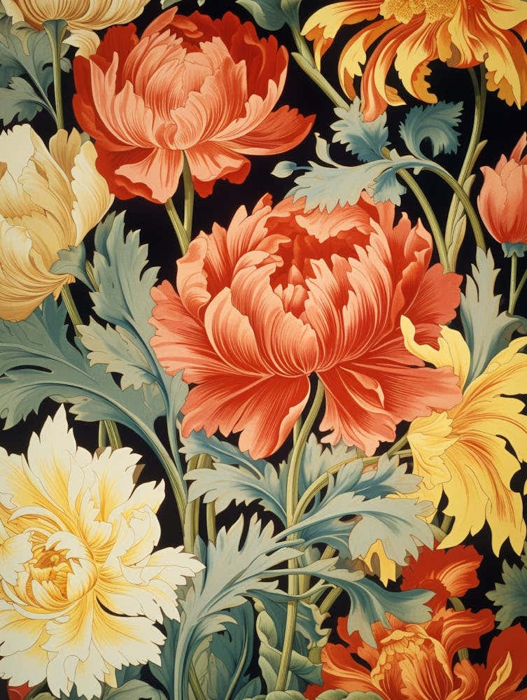 Peonies On A Black Background