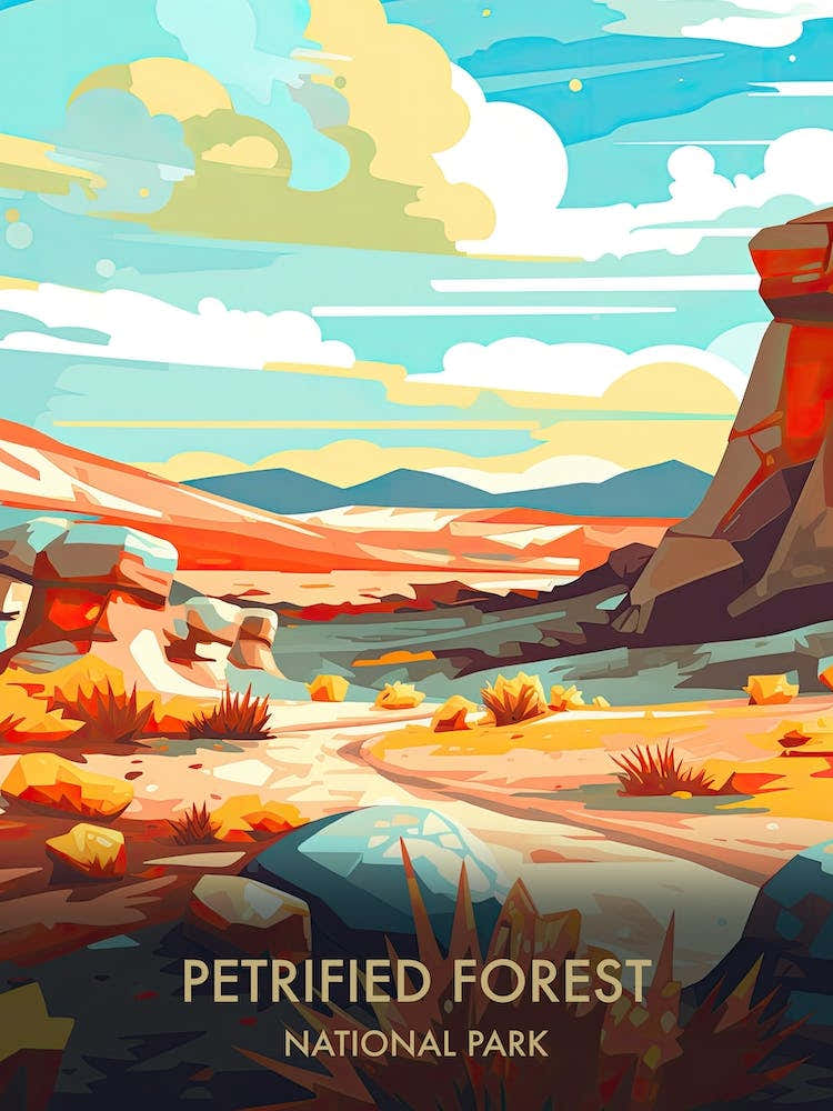 Petrified Forest National Park Travel Poster Illustration Style 1