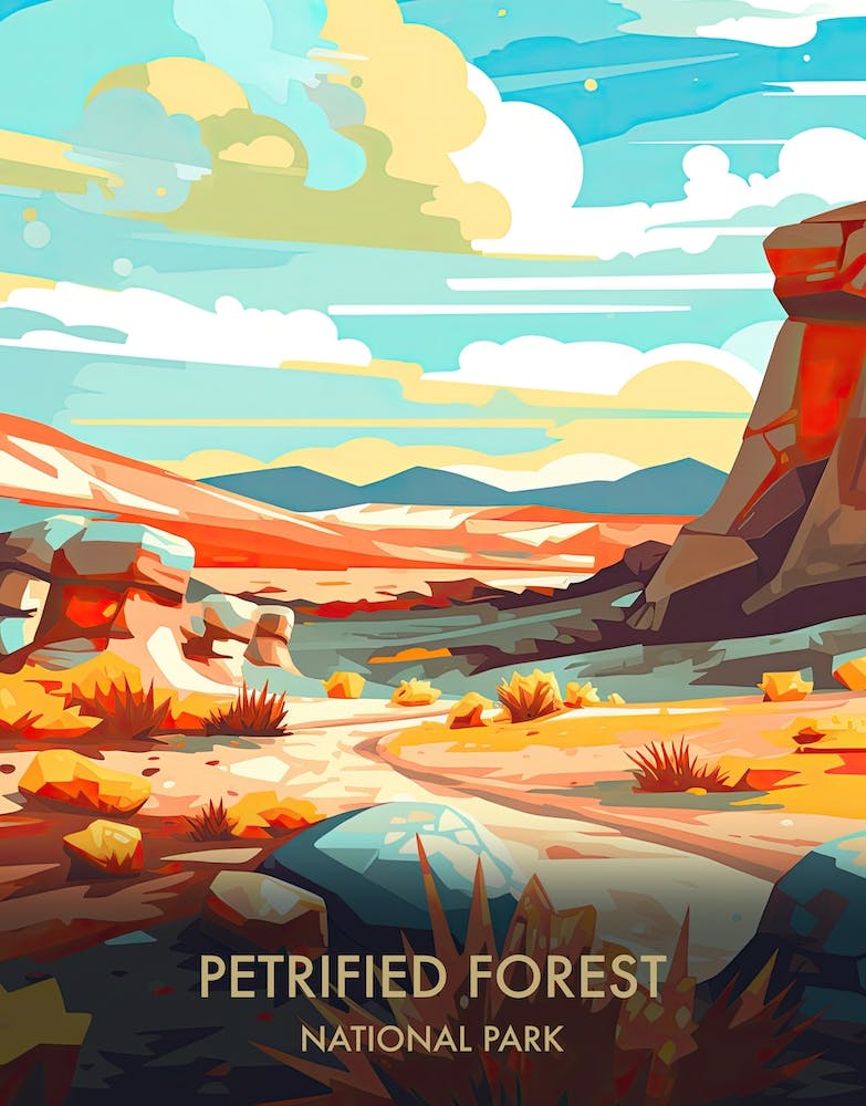 Petrified Forest National Park Travel Poster Illustration Style 1