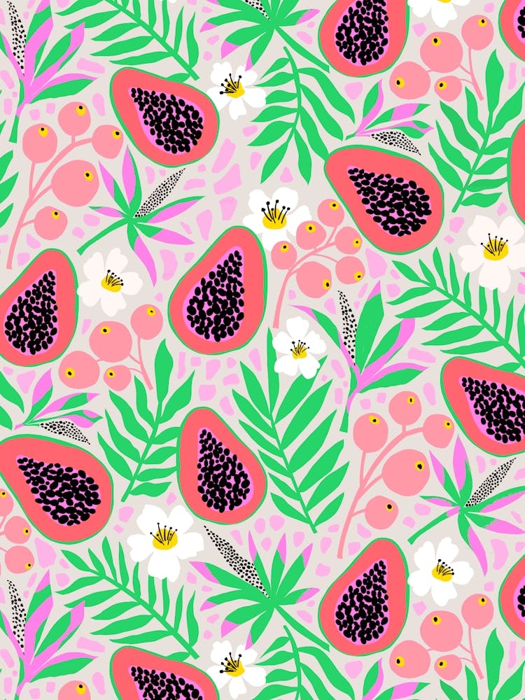 Tropical Papaya Fruit Pattern
